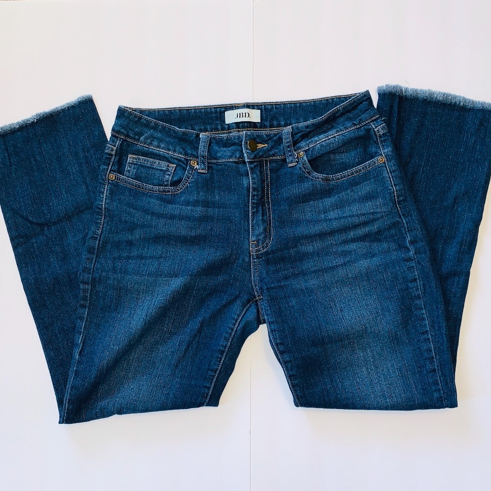 Just Black Denim Straight Leg Raw Hem Jeans